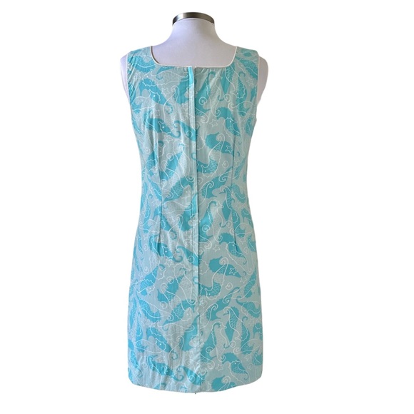Lilly Pulitzer Sleeveless Krista Shift Dress in Scuba Blue Seahorse Size 4 - Picture 6 of 11